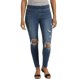 OLD NAVY Womens Jeggings‎ Size 8 Blue Distressed Pull On Skinny Mid-Rise Casual
